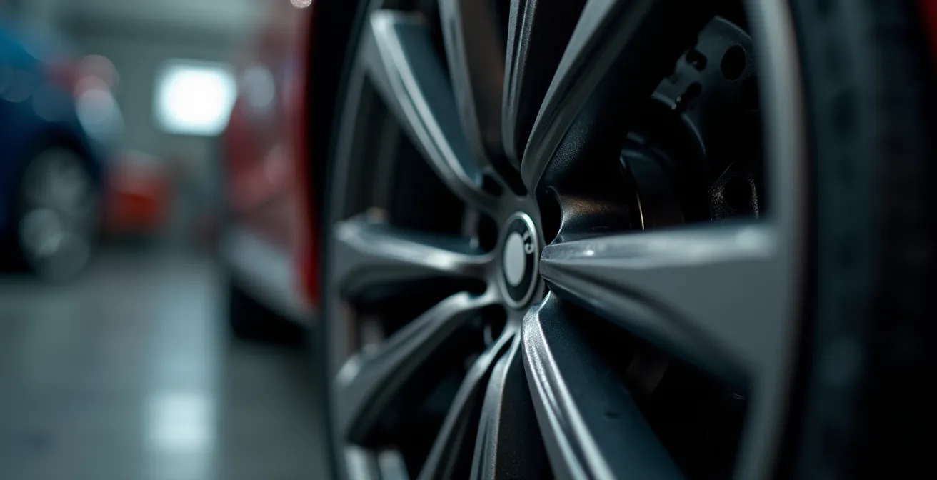 Nahaufnahme einer Aero-Felge mit sichtbaren Luftströmungslinien im Vergleich zu Standardfelgen