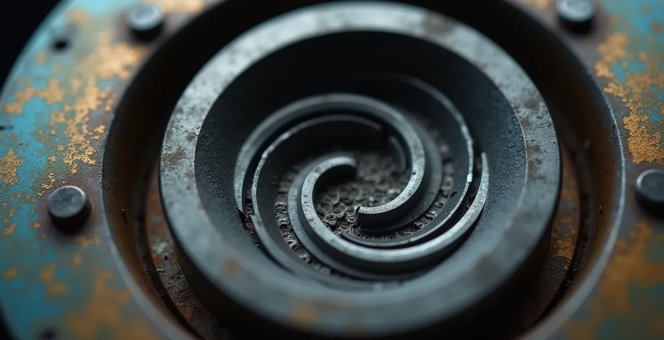 Makroaufnahme eines Sensors am LKW-Radlager mit Frequenzmustern