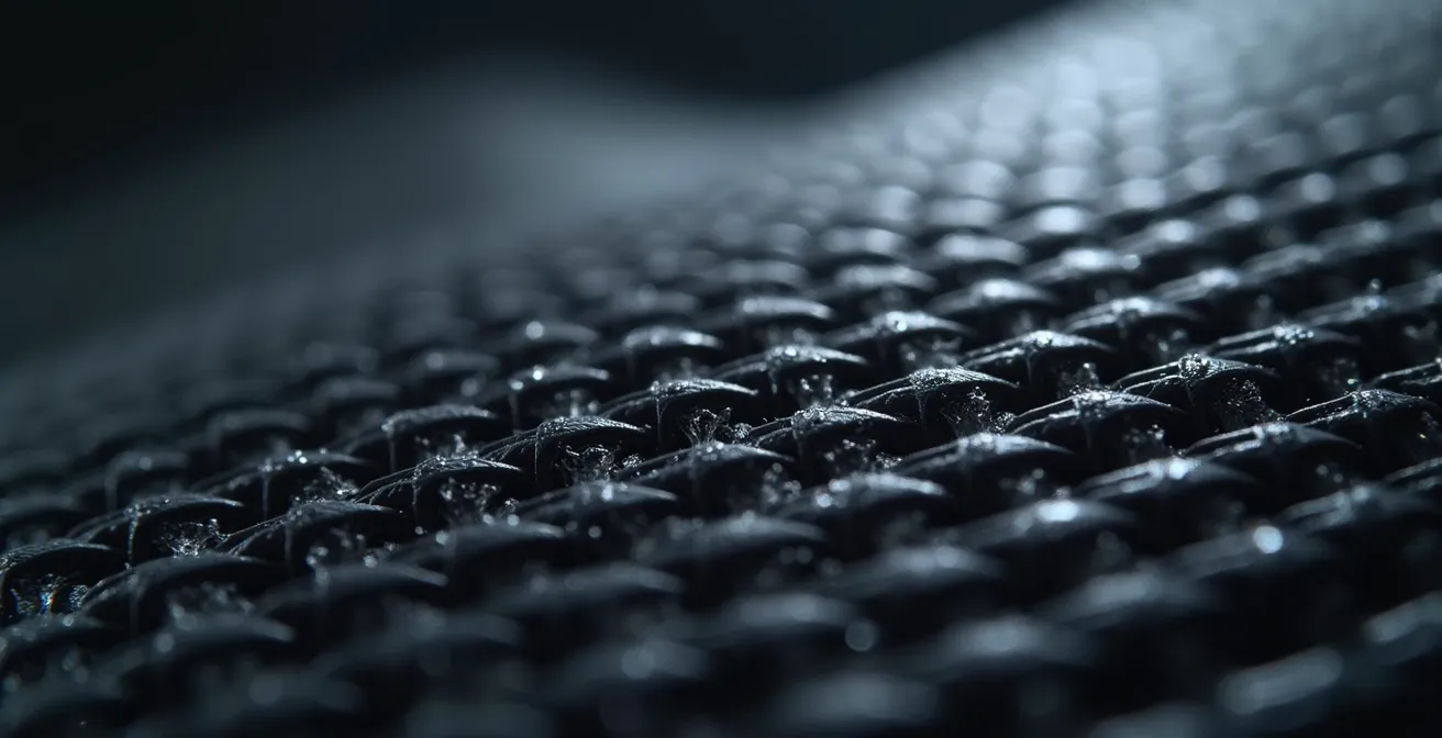 Detailaufnahme einer Carbon-Monocoque-Struktur während einer Crash-Simulation