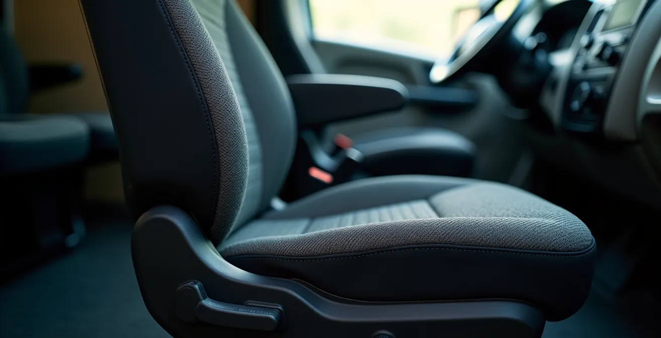 Ergonomischer LKW-Sitz mit verstellbaren Elementen für optimale Rückenunterstützung