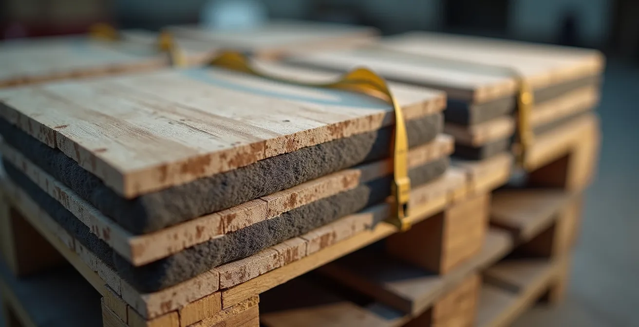 Makroaufnahme formschlüssiger Ladungssicherung mit Füllmaterial