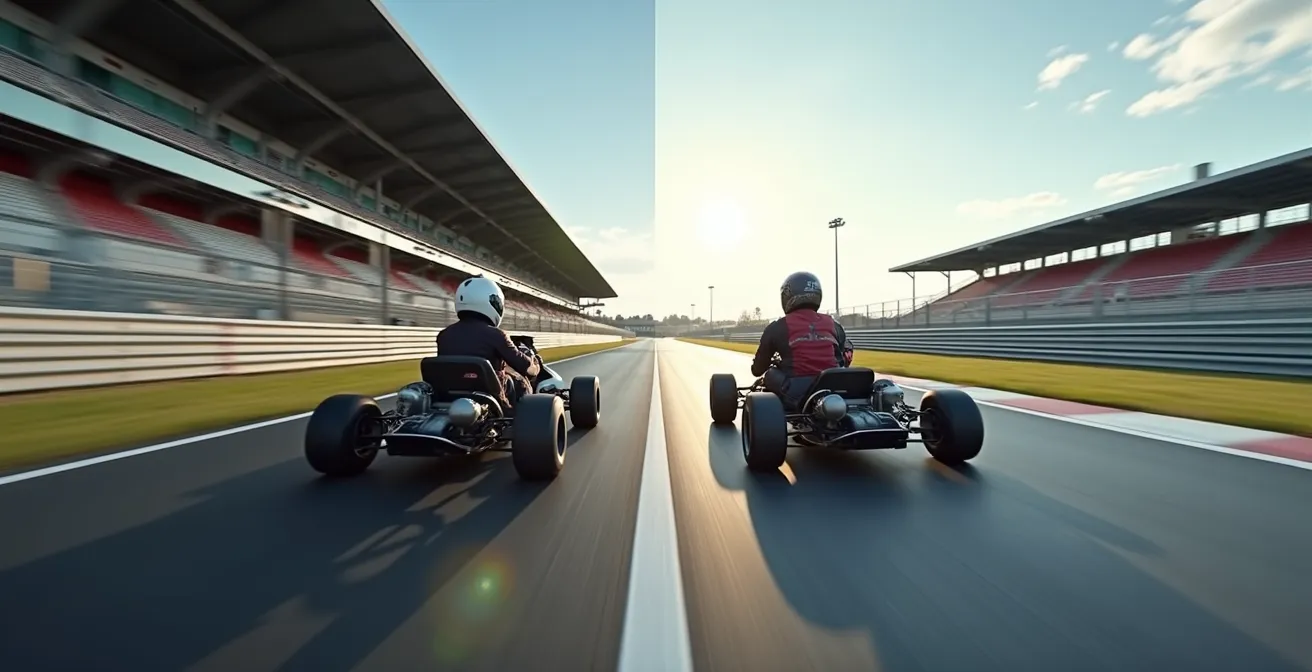 Kart und Motorrad Seite an Seite auf deutscher Rennstrecke