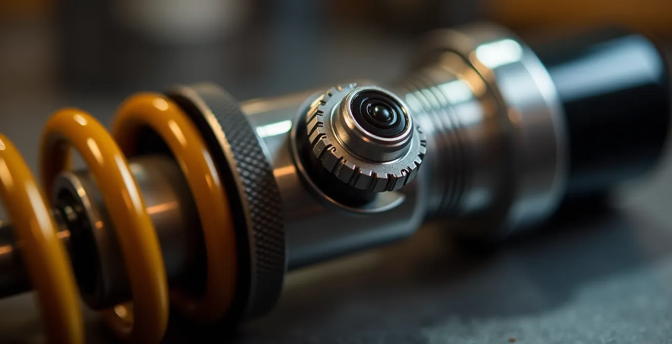 Detailaufnahme der KW Einstellräder für Zug- und Druckstufenverstellung