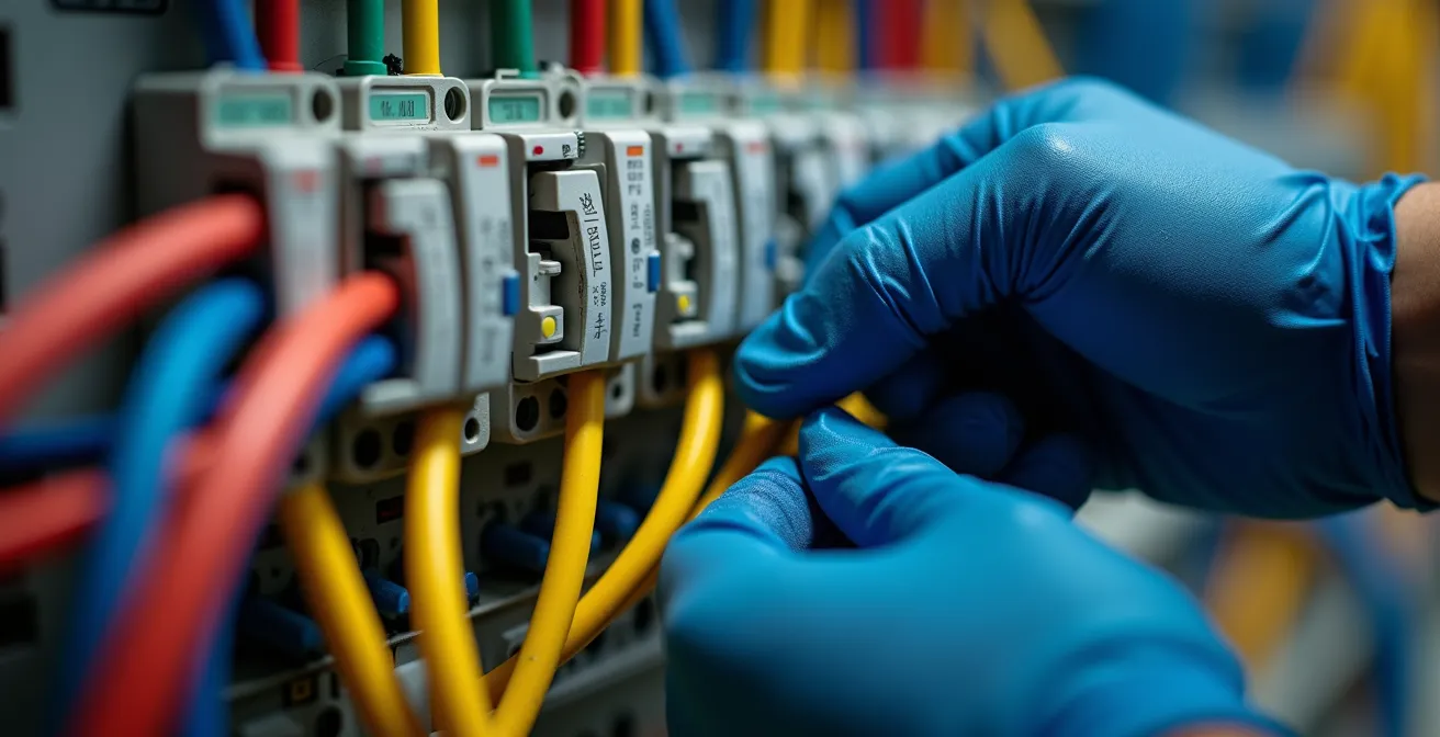 Technische Installation eines Lastmanagement-Systems mit mehreren Wallboxen in einer Tiefgarage