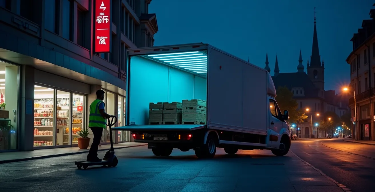 Geräuscharme Nachtbelieferung mit Elektro-LKW in München