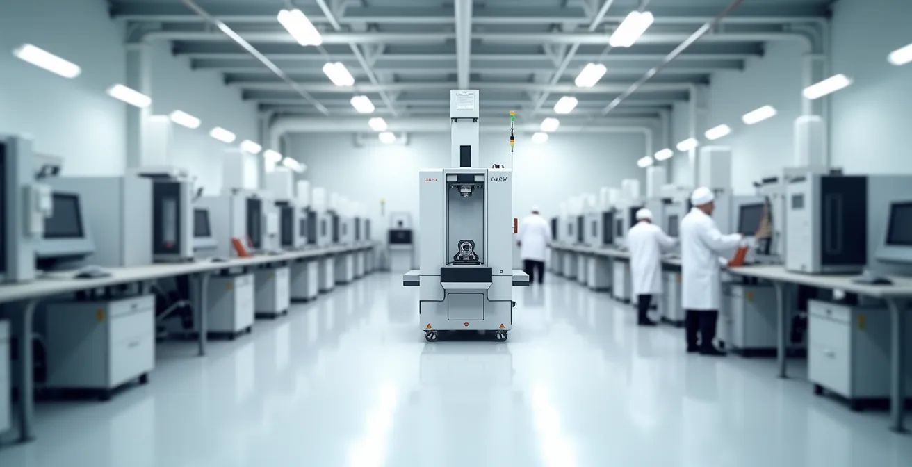 Präzisionsmessung eines Automobilteils in der Qualitätskontrolle