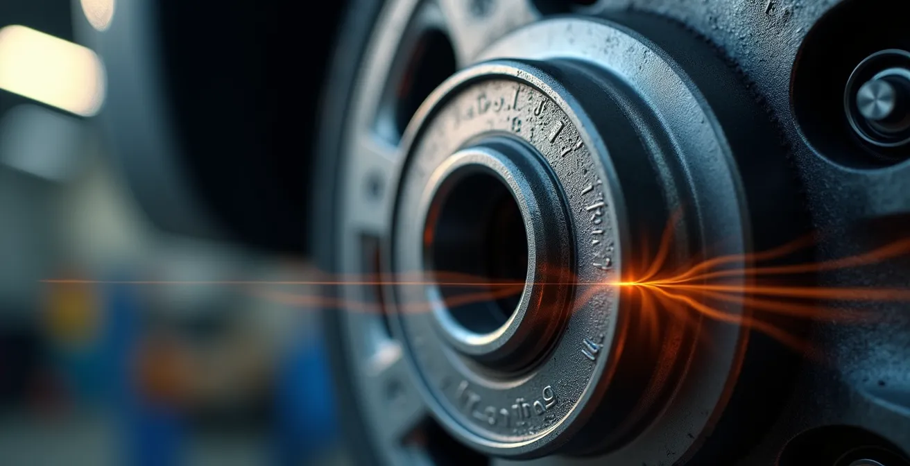 Makroaufnahme eines Vibrationssensors zur Früherkennung von Radlagerschäden