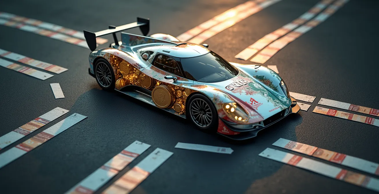 Luftaufnahme verschiedener deutscher Rennstrecken mit Kostendarstellung