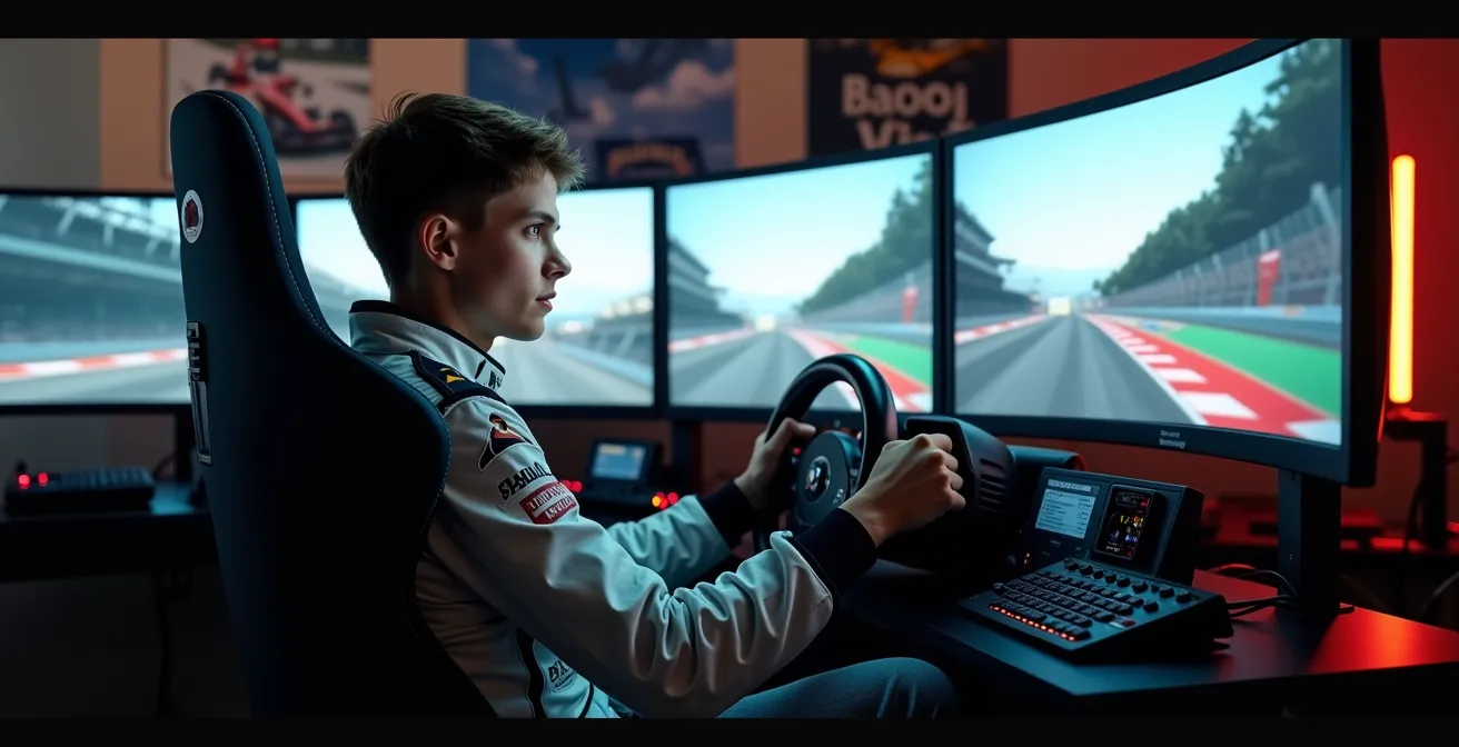 Professionelles Sim-Racing-Setup in deutschem Trainingsraum