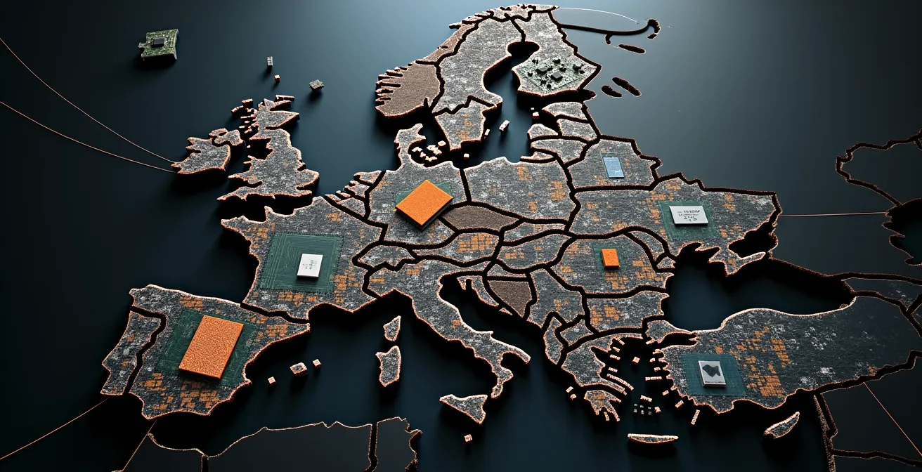Visualisierung eines europäischen Zweitlieferanten-Netzwerks mit strategischen Verbindungen zwischen Deutschland, Polen und Tschechien